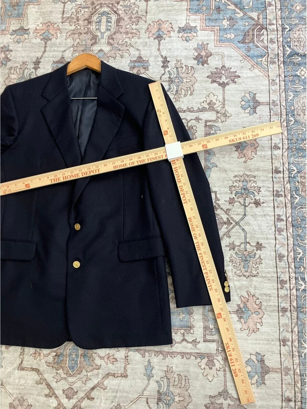 H Freeman & Son Mens 42R 44R Navy Blazer Gold Crest Buttons Union Made USA